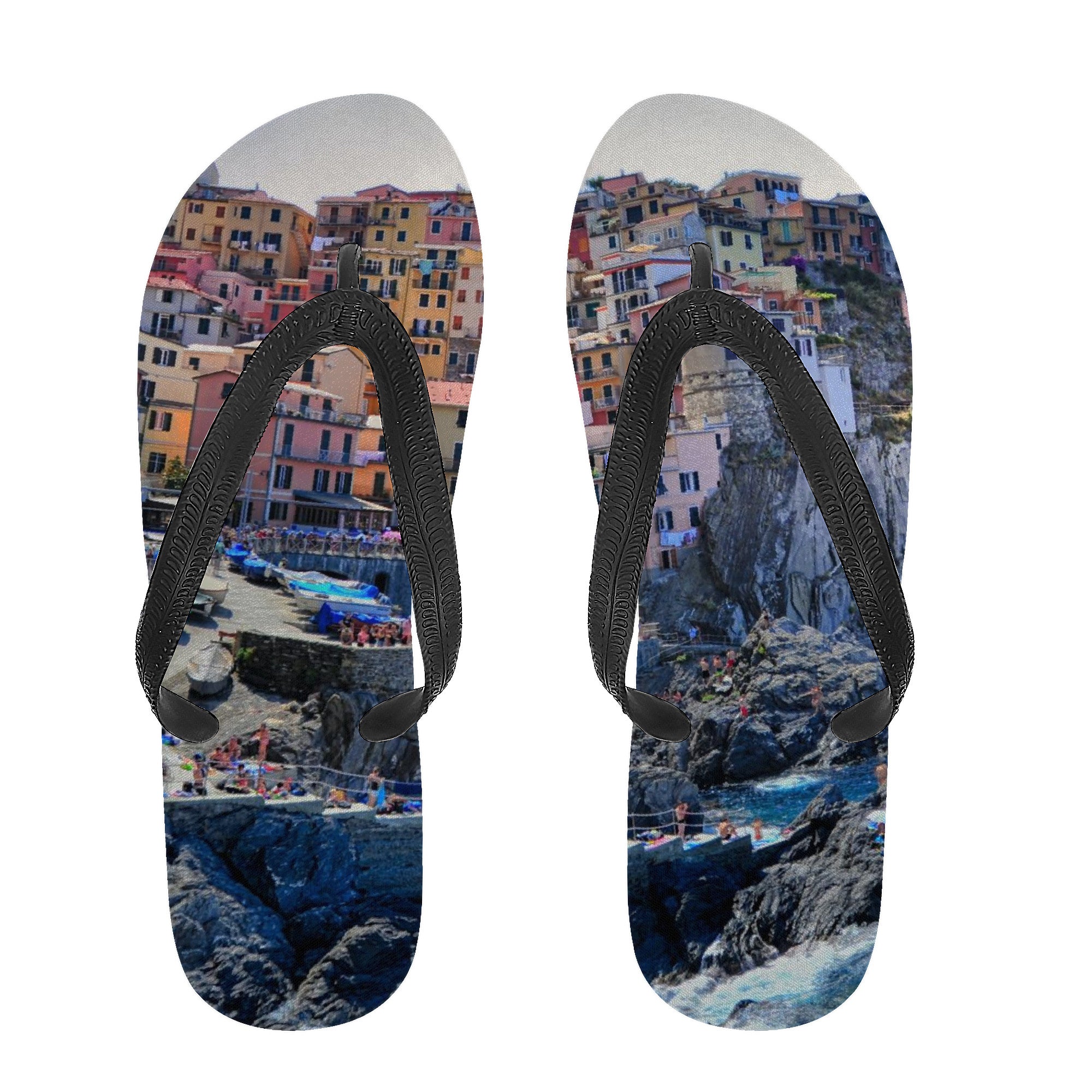 Italy Seaside Town Flip Flops | Sandals Customized | Shoe Zero