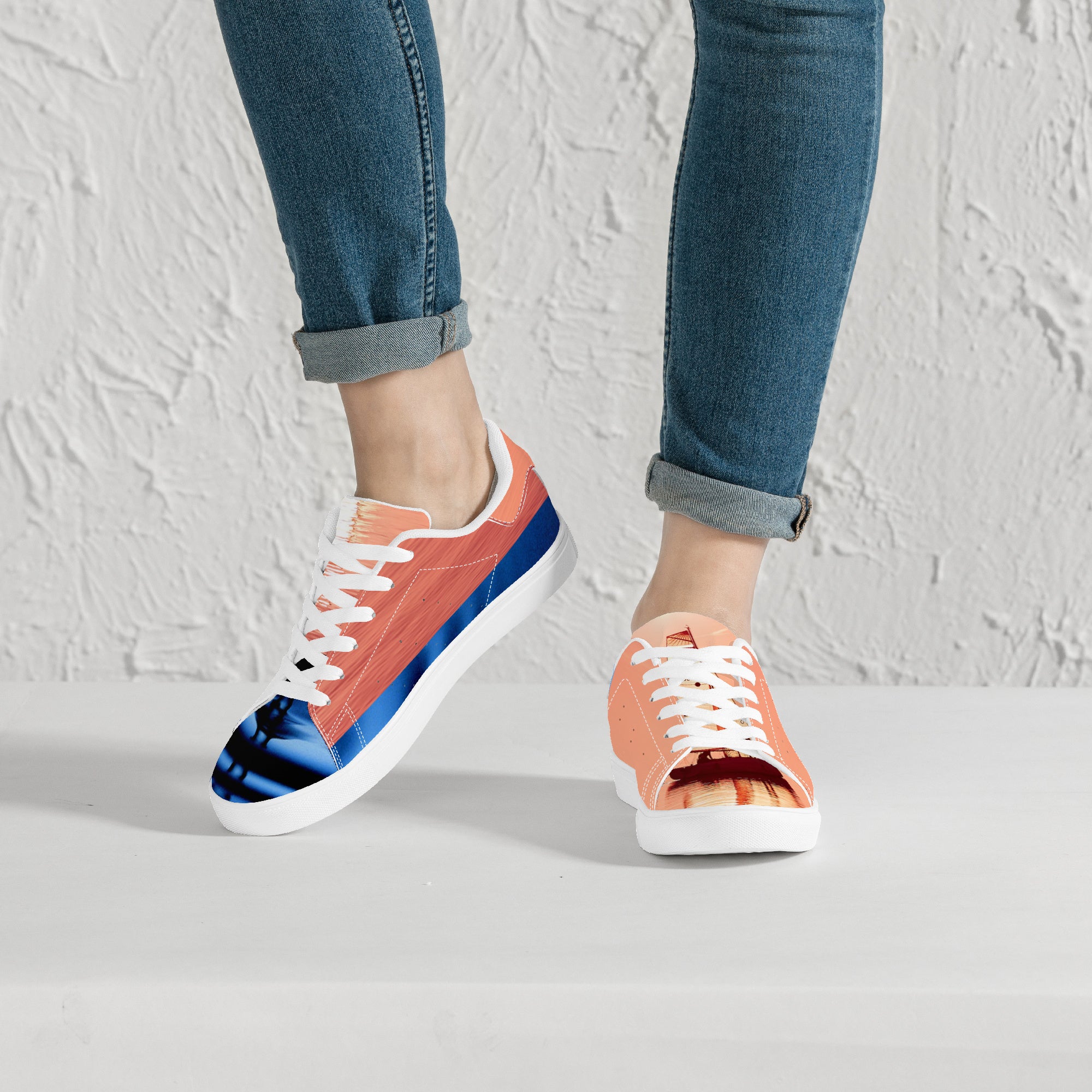 Blue Sail Leather Sneakers | Low Top Customized | Shoe Zero