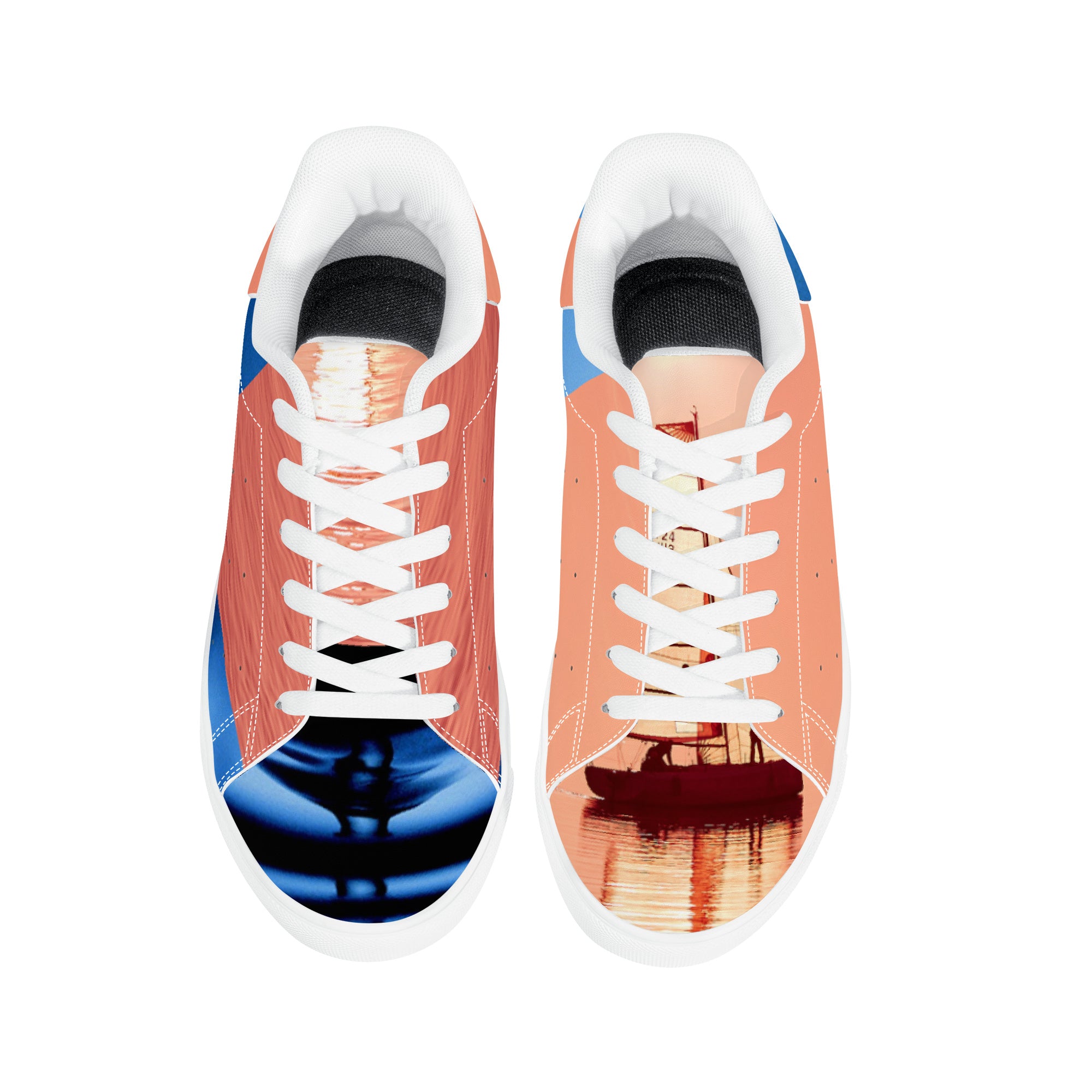 Blue Sail Leather Sneakers | Low Top Customized | Shoe Zero